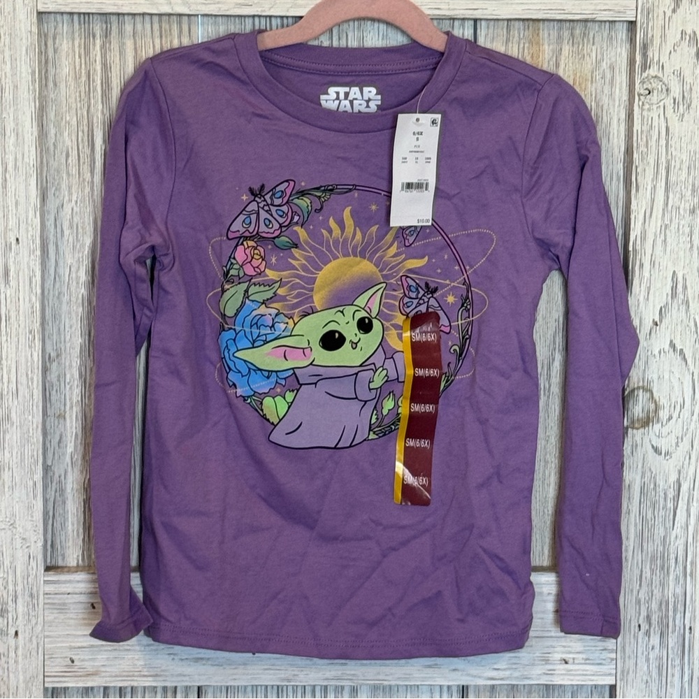 Star Wars Kids Purple Long Sleeve Shirt sz 6/6x NWT